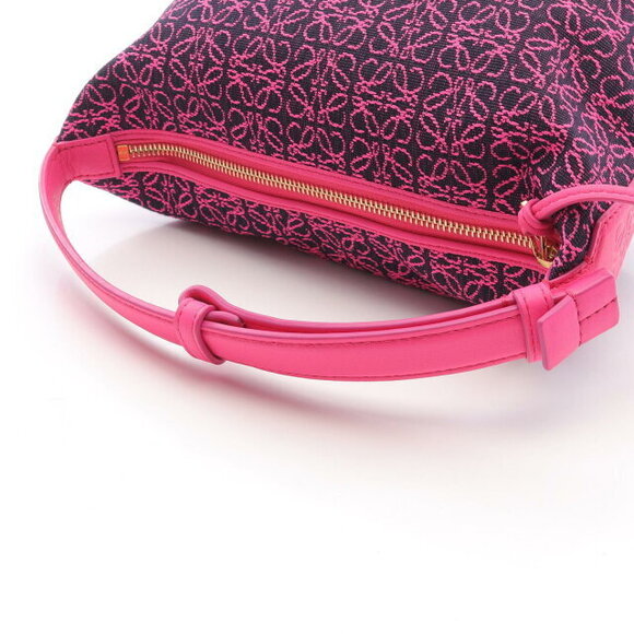 Loewe Anagram Cuby Bag Canvas Leather Handbag Pink - Picture 7 of 7